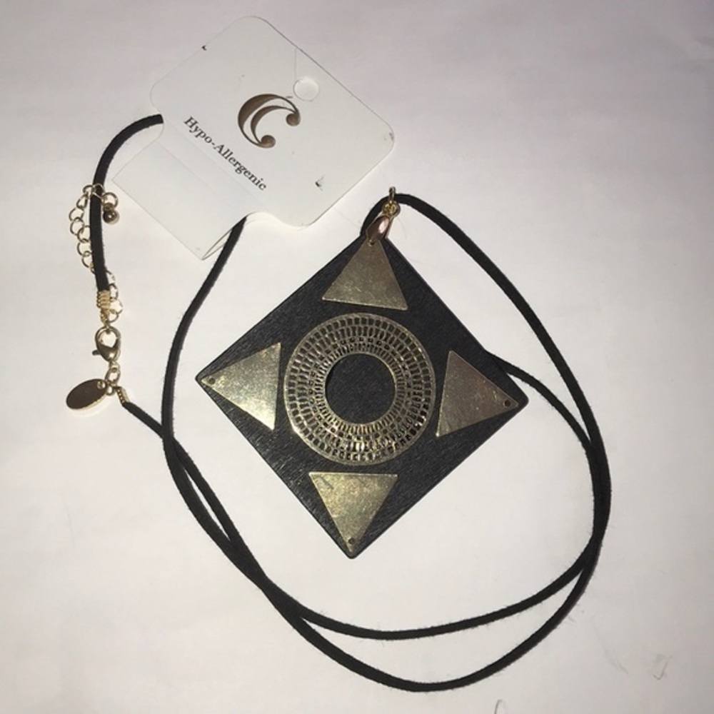 New African Inspired Black & Gold Chorded Necklace